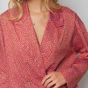 Рубашка двубортная из итальянского хлопка, цвет красный принт