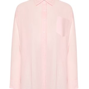 Рубашка из льна розовая