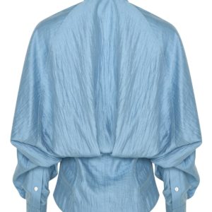 Рубашка с объемной спиной голубая