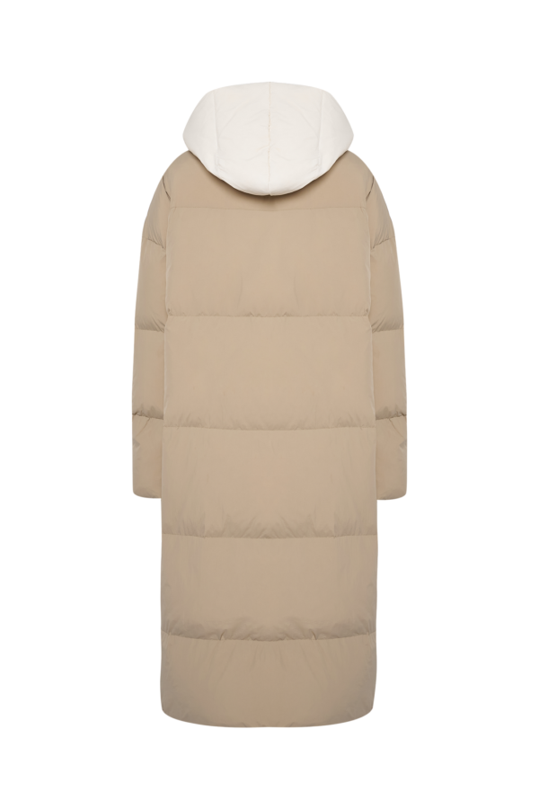 Двухцветный пуховик миди Pale Khaki