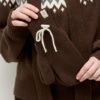 Перчатки в рубчик из объемной шерсти черный | ПЕРВЫЙ. МОДНЫЙ